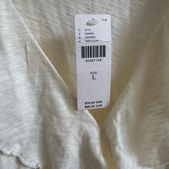 By anthropology ruffle cream long sleeve top - Picture 3 of 4